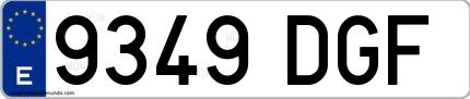 Ejemplo de matrícula española 9349 DGF