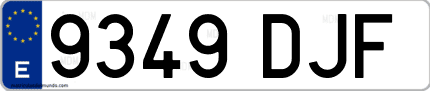 Ejemplo de matrícula de coche ordinaria 9349 DJF