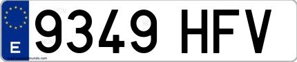 Ejemplo de matrícula española 9349 HFV