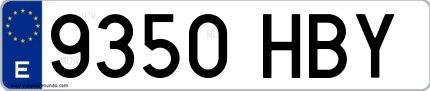 Ejemplo de matrícula española 9350 HBY