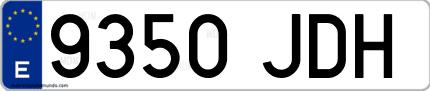 Ejemplo de matrícula de coche ordinaria 9350 JDH
