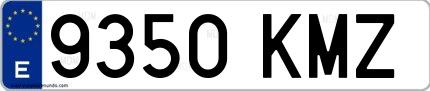 Ejemplo de matrícula española 9350 KMZ