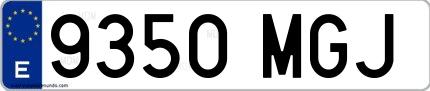 Ejemplo de matrícula española 9350 MGJ
