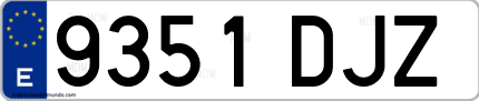 Ejemplo de matrícula de coche ordinaria 9351 DJZ