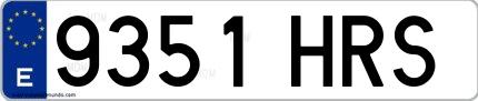Ejemplo de matrícula española 9351 HRS