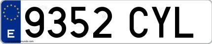 Ejemplo de matrícula española 9352 CYL