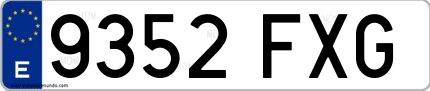 Ejemplo de matrícula española 9352 FXG