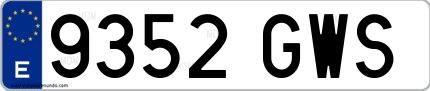 Ejemplo de matrícula española 9352 GWS
