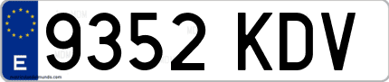 Ejemplo de matrícula de coche ordinaria 9352 KDV