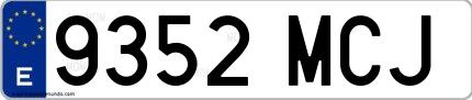 Ejemplo de matrícula española 9352 MCJ