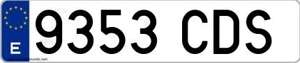 Ejemplo de matrícula española 9353 CDS
