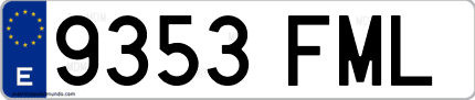 Ejemplo de matrícula de coche ordinaria 9353 FML