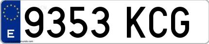 Ejemplo de matrícula española 9353 KCG