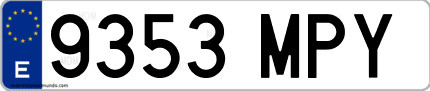 Ejemplo de matrícula de coche ordinaria 9353 MPY