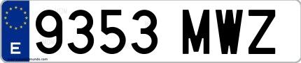 Ejemplo de matrícula española 9353 MWZ