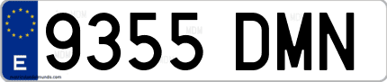 Ejemplo de matrícula de coche ordinaria 9355 DMN