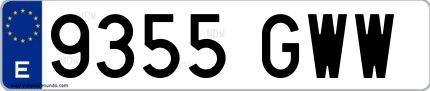 Ejemplo de matrícula española 9355 GWW
