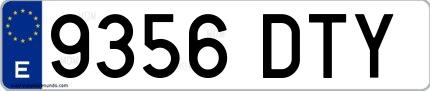 Ejemplo de matrícula española 9356 DTY