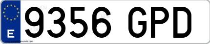 Ejemplo de matrícula española 9356 GPD