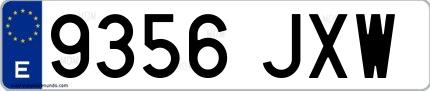 Ejemplo de matrícula española 9356 JXW