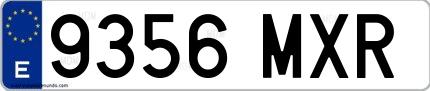 Ejemplo de matrícula española 9356 MXR