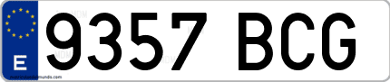 Ejemplo de matrícula de coche ordinaria 9357 BCG
