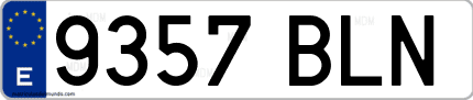 Ejemplo de matrícula de coche ordinaria 9357 BLN