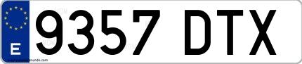 Ejemplo de matrícula española 9357 DTX