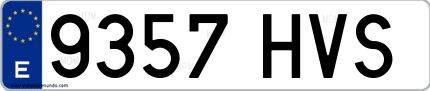 Ejemplo de matrícula española 9357 HVS