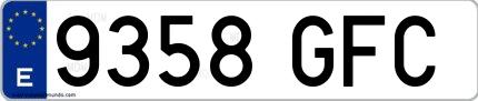 Ejemplo de matrícula española 9358 GFC