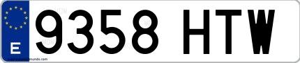 Ejemplo de matrícula española 9358 HTW