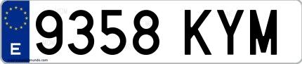 Ejemplo de matrícula española 9358 KYM