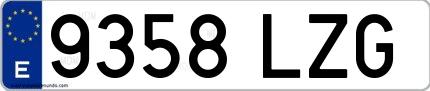 Ejemplo de matrícula española 9358 LZG