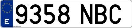 Ejemplo de matrícula española 9358 NBC