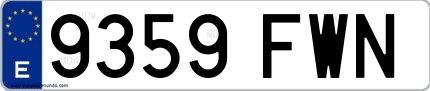 Ejemplo de matrícula española 9359 FWN