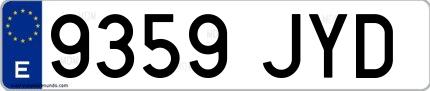 Ejemplo de matrícula española 9359 JYD
