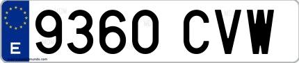 Ejemplo de matrícula española 9360 CVW