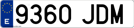 Ejemplo de matrícula de coche ordinaria 9360 JDM