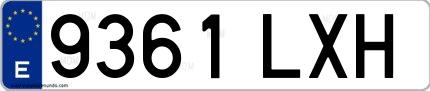 Ejemplo de matrícula española 9361 LXH