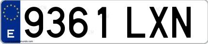 Ejemplo de matrícula española 9361 LXN