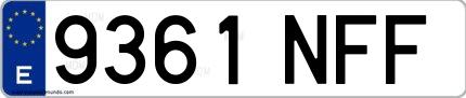 Ejemplo de matrícula española 9361 NFF