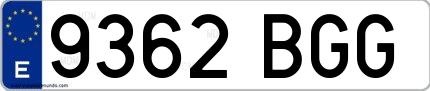 Ejemplo de matrícula española 9362 BGG