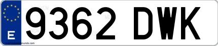 Ejemplo de matrícula española 9362 DWK