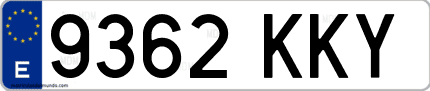 Ejemplo de matrícula de coche ordinaria 9362 KKY
