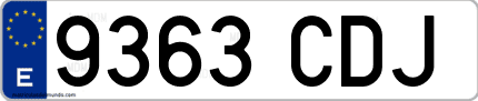 Ejemplo de matrícula de coche ordinaria 9363 CDJ