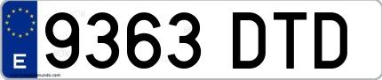Ejemplo de matrícula española 9363 DTD