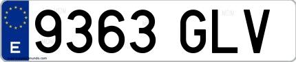 Ejemplo de matrícula española 9363 GLV