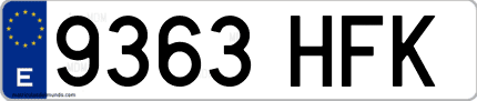 Ejemplo de matrícula de coche ordinaria 9363 HFK