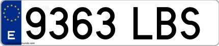 Ejemplo de matrícula española 9363 LBS