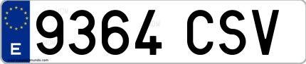 Ejemplo de matrícula española 9364 CSV
